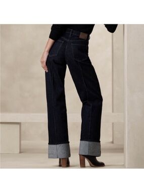 Banana Republic Dark Indigo Wide-Leg Jeans with Pintuck